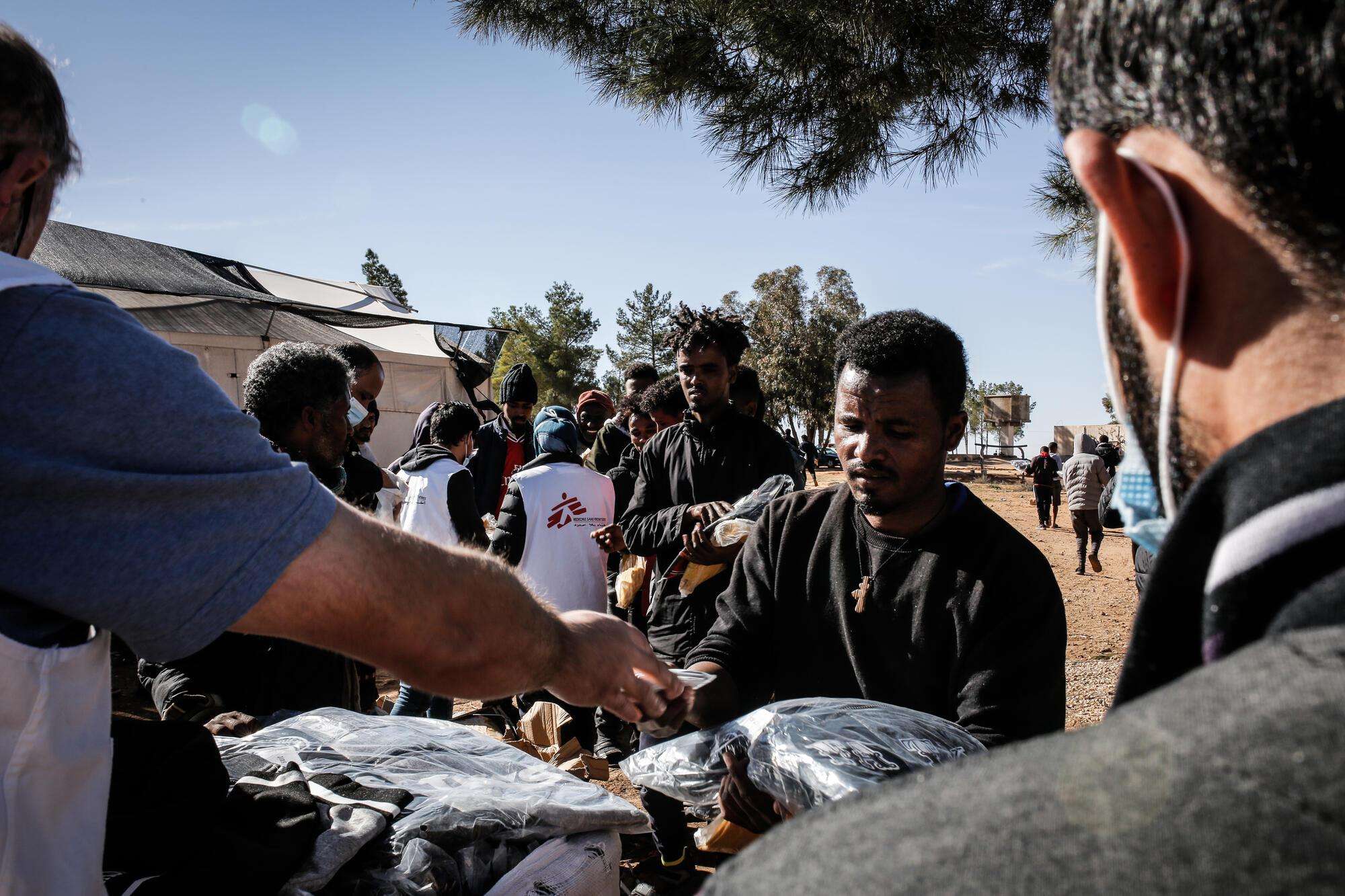 MSF teams provide medical care and humanitarian assistance to detainees in Dhar El-Jebel Detention centre. Libya, December 2020.