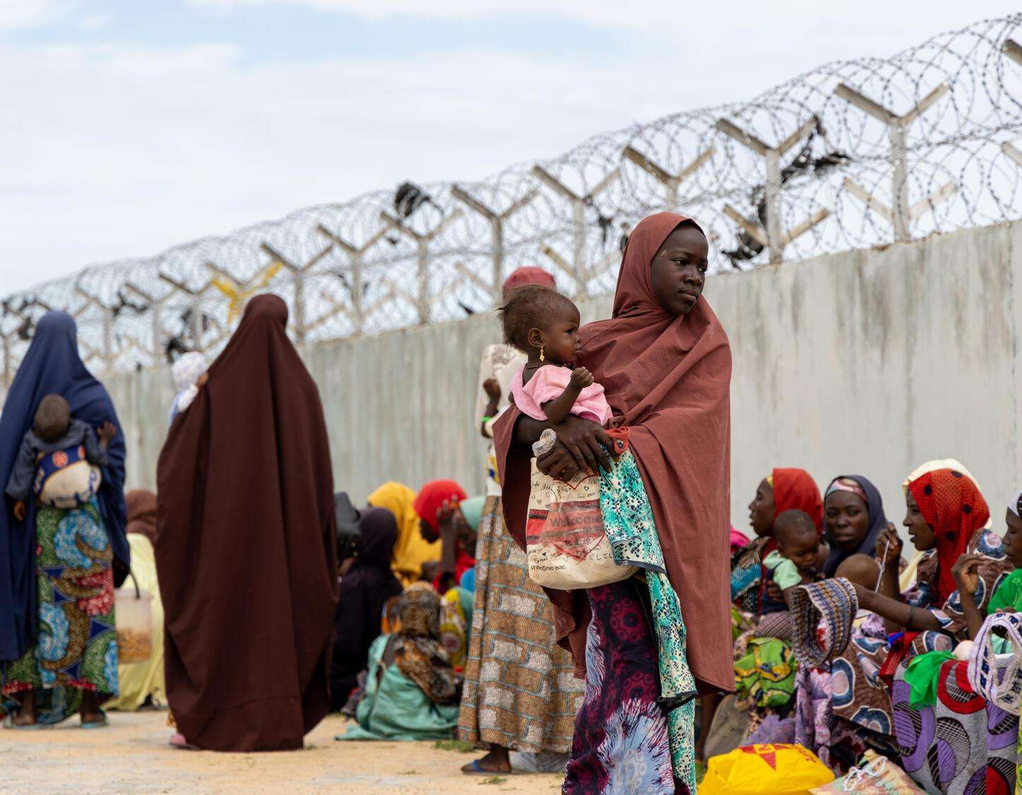 Mothers and children in Maiduguri, Nigeria.