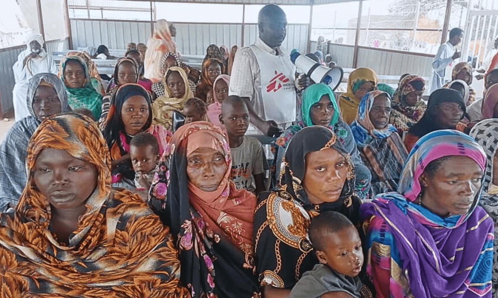 The triage area in the outpatient department at the MSF hospital in Zamzam camp, Sudan.