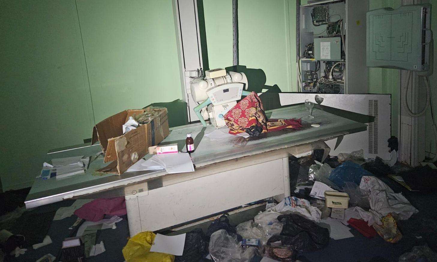 Desk in a ransacked room at Nasser Hospital in Gaza on March 13.