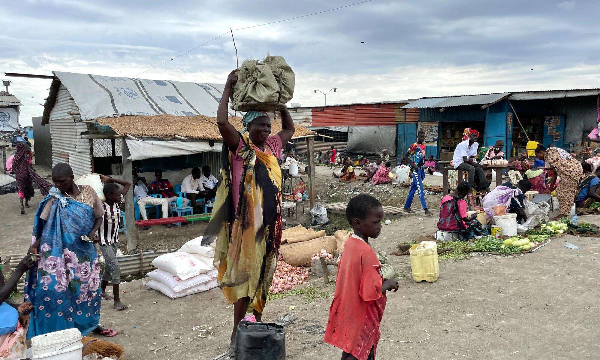 Scene of everyday life inside the Protection of Civilians Site in Malakal, South Sudan.