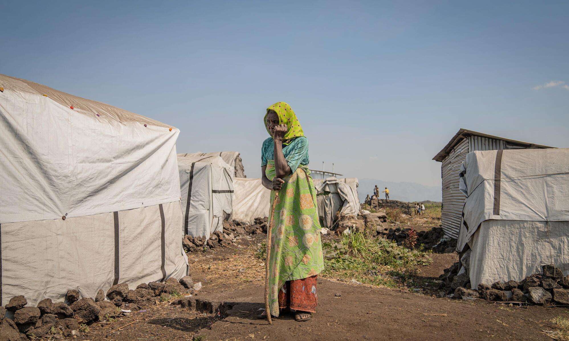 A displaced Congolese woman in a makeshift camp near Goma, DRC.