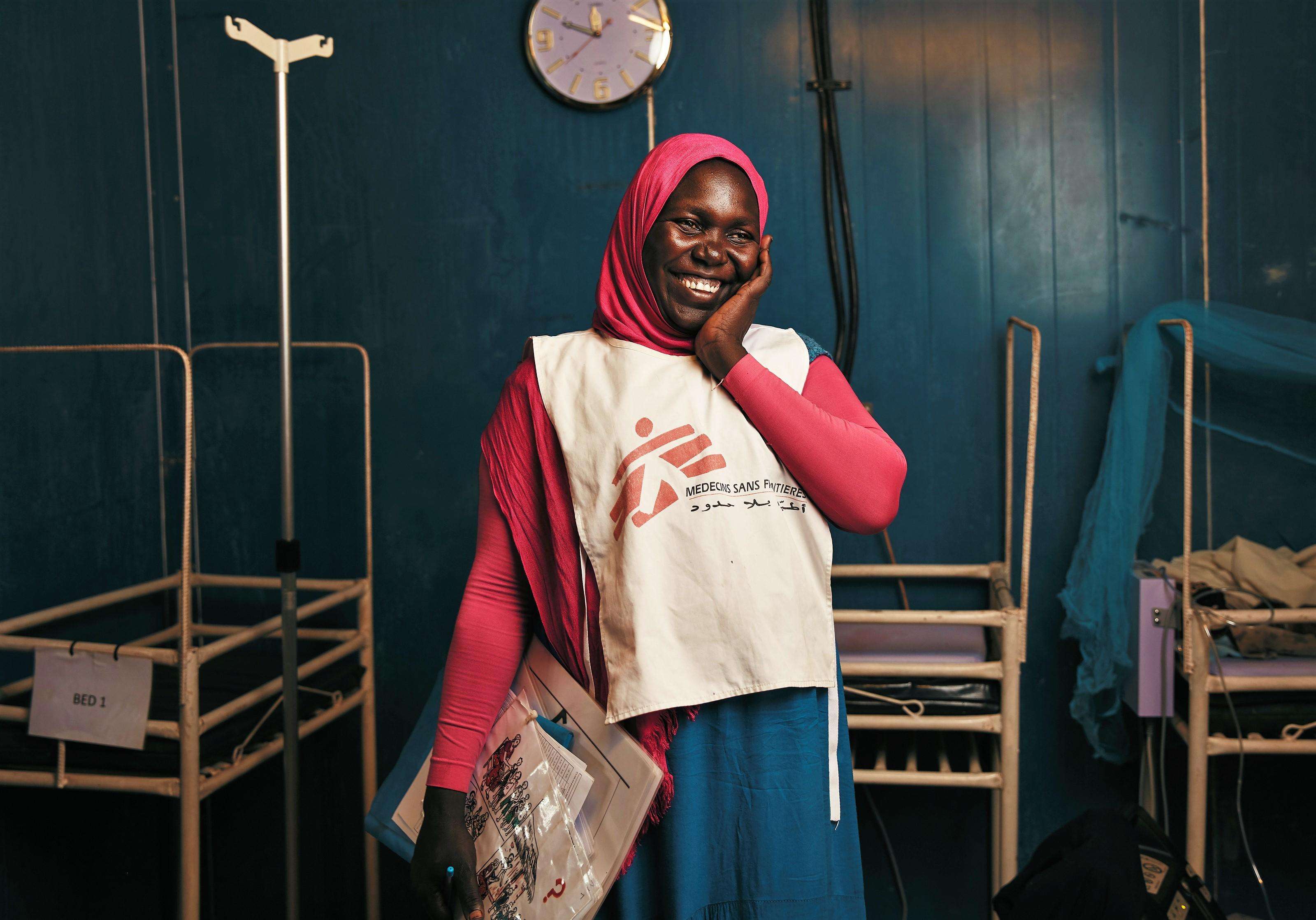 Bakhita, a health promoter in the Doro camp hospital. 