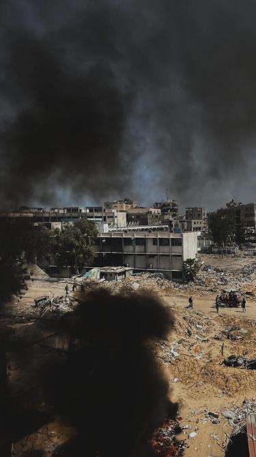 Destruction in Khan Younis, Gaza.