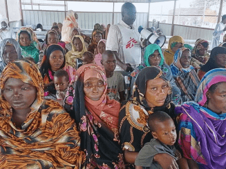 The triage area in the outpatient department at the MSF hospital in Zamzam camp, Sudan.