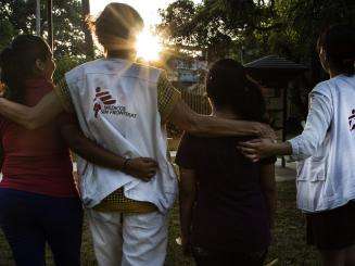 Social psychologists from MSF work with children and adolescents in Mexico in 2018.