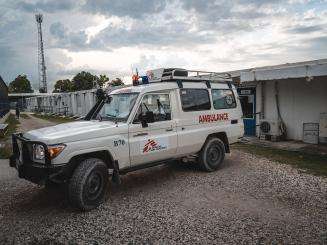 An MSF ambulance at Tabarre hospital, Haiti.