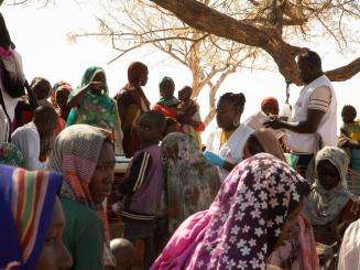 MSF staff triage patients at Daguessa refugee camp in Chad.