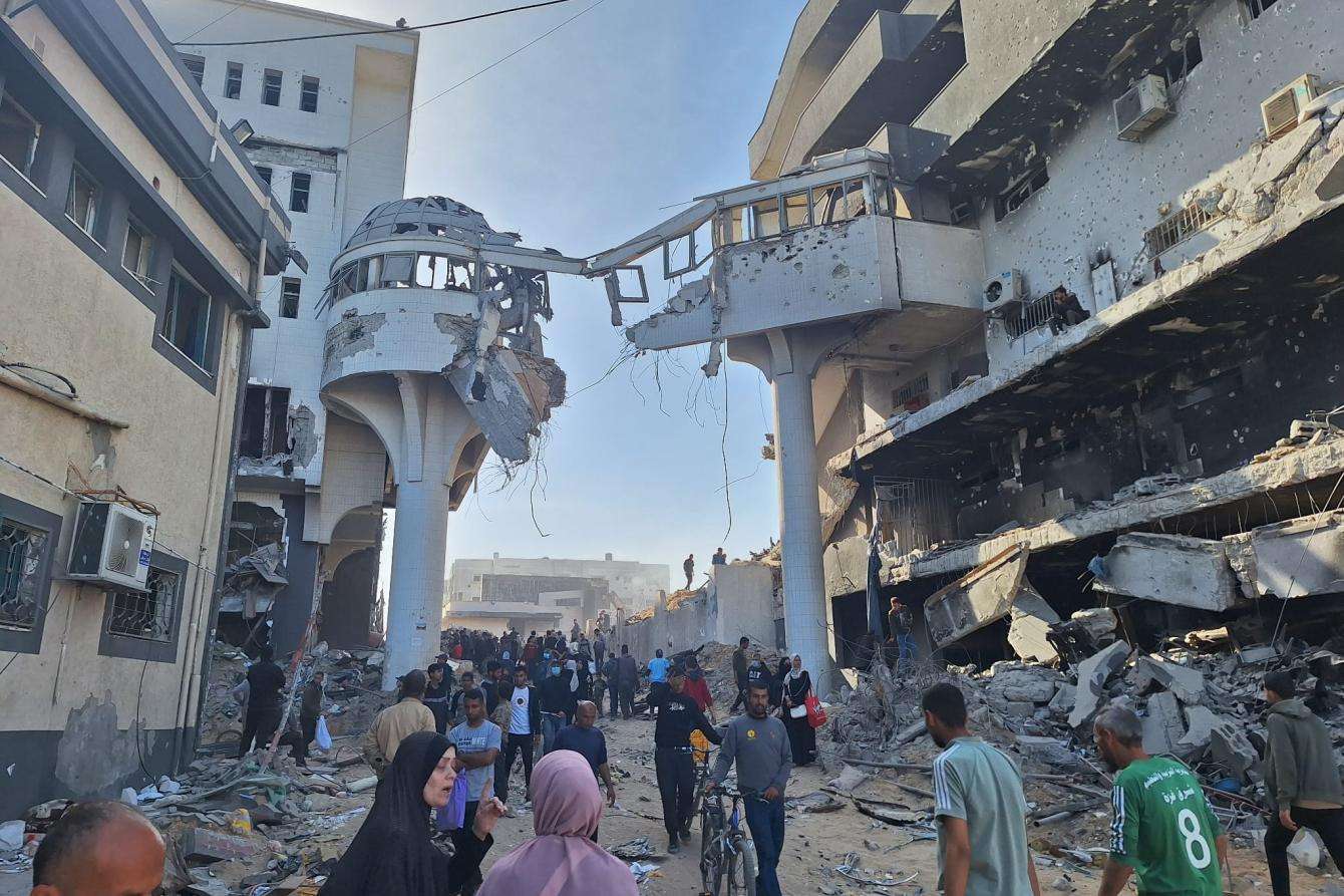 Destruction at Al-Shifa, Gaza’s largest hospital, which is now out of service. 