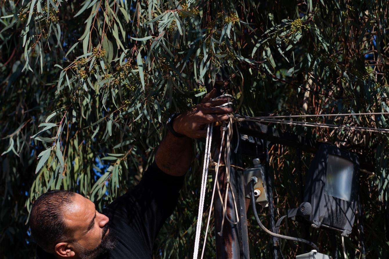 A man working on wrires