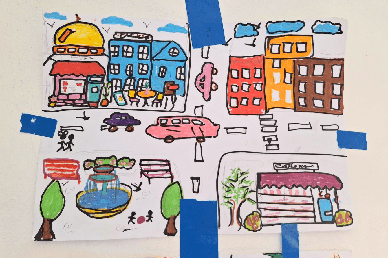 A child's drawing of Gaza as they remember it before the war. 