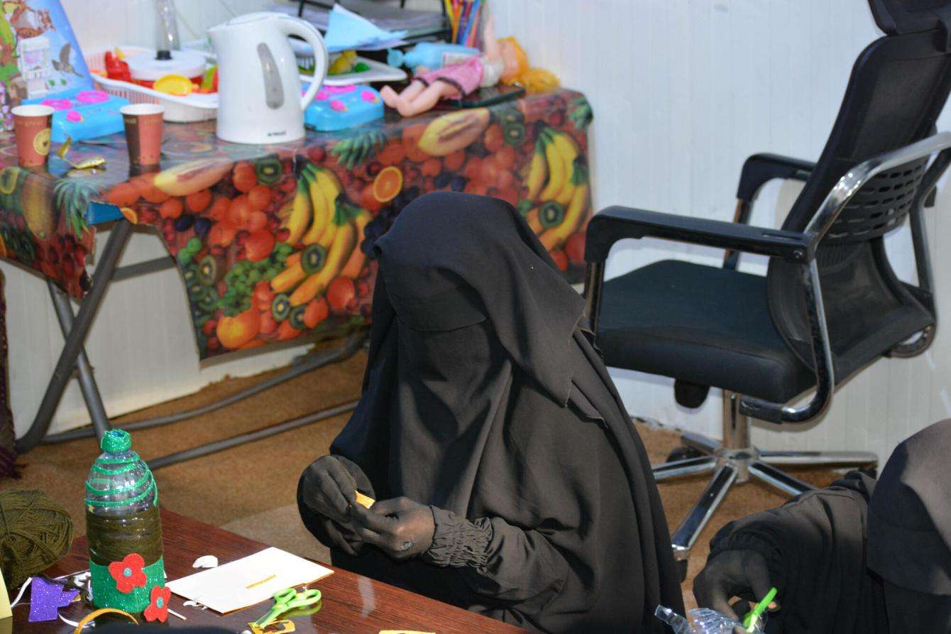 An MSF patient in an art therapy session at Al-Hol camp in northeast Syria.