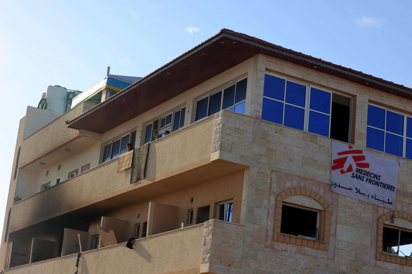 The MSF shelter in Al Mawasi, Khan Younis, after an attack by Israeli forces in Gaza.