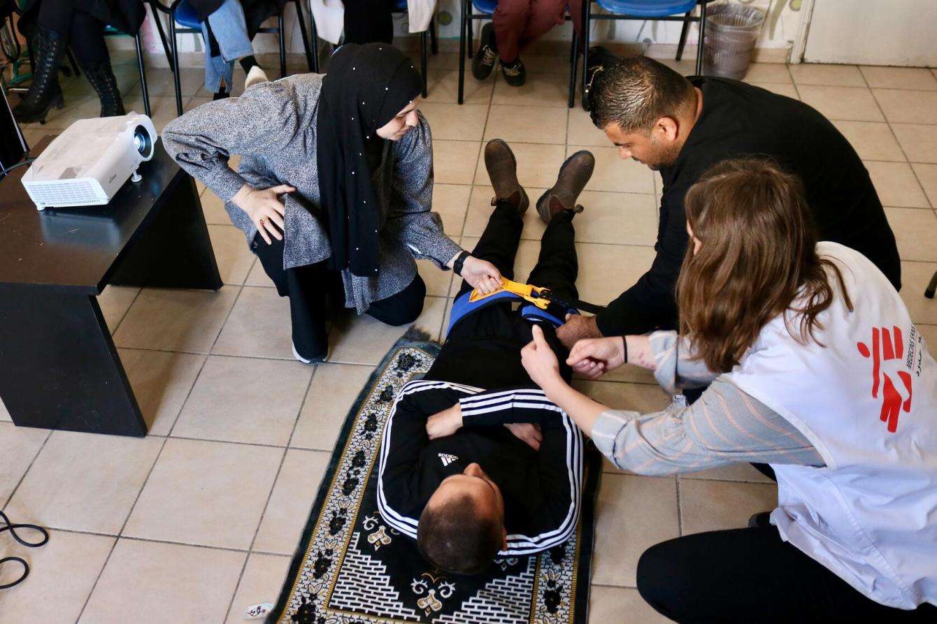 MSF team conducts an emergency response drill in Tulkarm city, West Bank. 