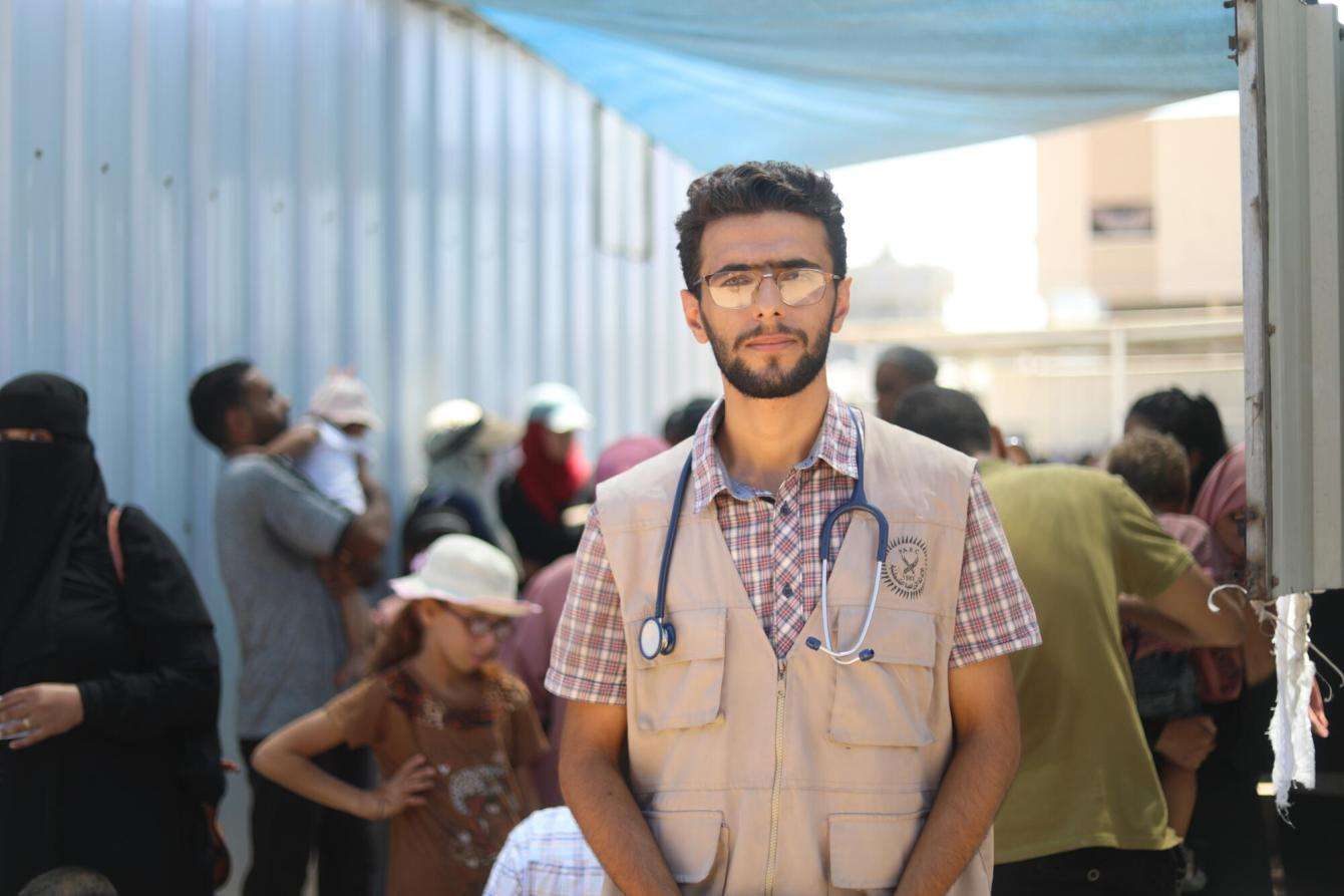 PARC paediatrician DR. Youssef Al-Farra in medical clinic, Al Mawasi, Khan Younis, Gaza