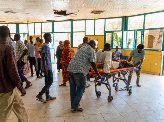 Many patients arrive at Bashair Teaching Hospital in Khartoum in response to the conflict in Sudan.