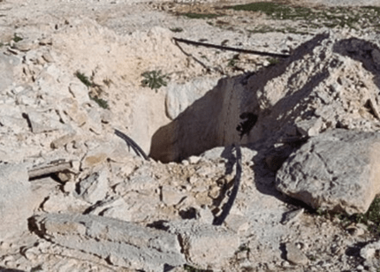 The community’s water well demolished by Israeli settlers under the ‘protection’ of Israeli forces, according to the community, Masafer Yatta, West Bank, Occupied Palestinian Territories.