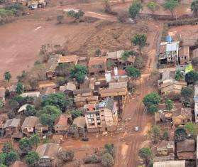 Aerial view of severe floods in the state of Rio Grande do Sul, Brazil.