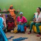 An MSF nurse leads a group physiotherapy session with patients. 